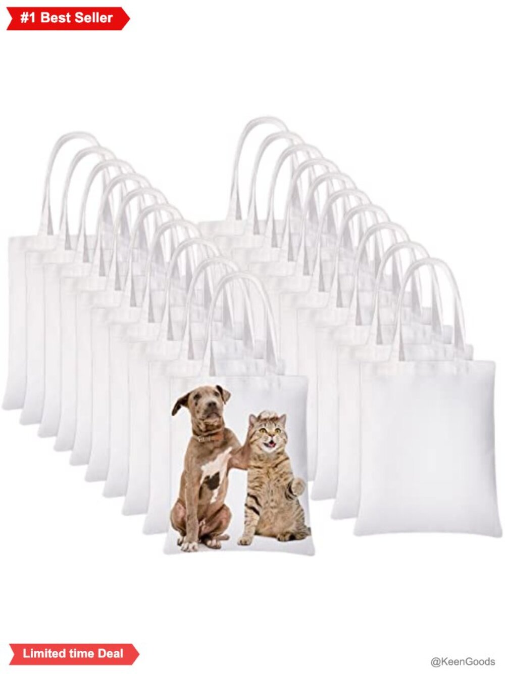 Set of 20 Blank Sublimation Tote Bags for DIY Crafting White Polyester